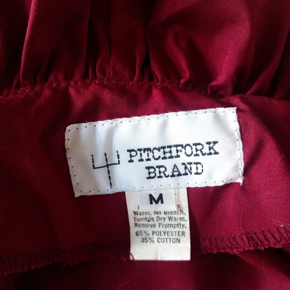 Vintage 1970s Boho Wine Huge Puff Balloon Sleeve Ruffle Blouse Shirt M v-day - Picture 7 of 7